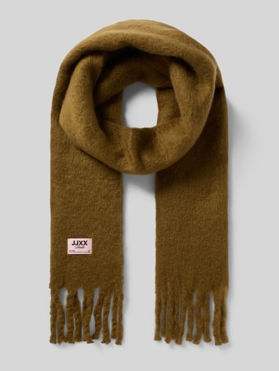 Produktfoto, Schal mit Fransen Modell 'LESLIE' von JJXX, rechteckige Form, braune Farbe, weiche Textur, Breite 29 cm