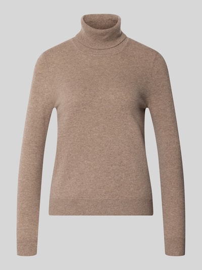 Produktfoto, Regular Fit Rollkragenpullover aus reinem kaschmir van Christian Berg Woman, beige effen design, geribde kraag en boorden, damestrui, ruglengte maat S 57 cm, mouwlengte maat S 63 cm