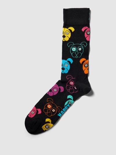 Happy Socks Socken mit Allover-Muster Modell 'Dog' Black 1