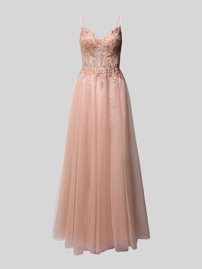 LUXUAR FASHION Avondjurk met siersteentjes Abrikoos - 2