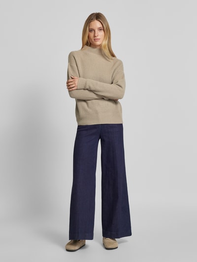 Jake*s Casual Oversized gebreide pullover met ribboorden Rietgroen - 1