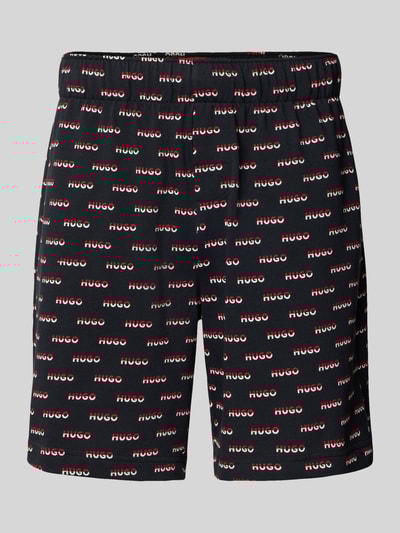 HUGO Shorts aus reiner Baumwolle mit Allover-Logo-Print Black 2