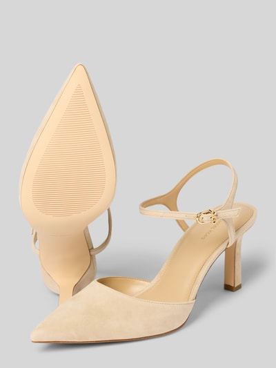 Productfoto, Sandalette aus echtem Leder Modell 'AMARA' van MICHAEL Michael Kors, beige tint, spitse model, smalle riempjes met doornsluiting, Naaldhak, gladde zool, Hakhoogte bij maat 40: 9 cm