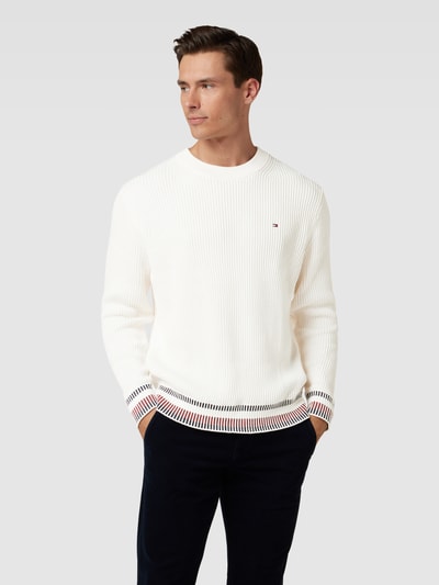 Tommy Hilfiger Strickpullover mit Logo-Stitching Modell 'SHADOW' Offwhite 4