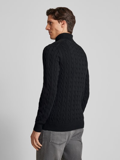 Gant Rollkragenpullover mit Label-Stitching Black 5