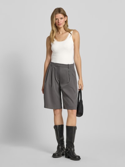 Gina Tricot Top met bandjes in riblook met kant Ecru - 1