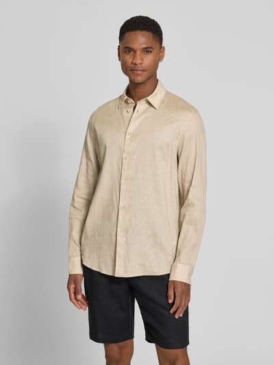 DRYKORN Slim Fit Freizeithemd aus Leinen-Baumwoll-Mix Modell 'RAMIS' Beige 4