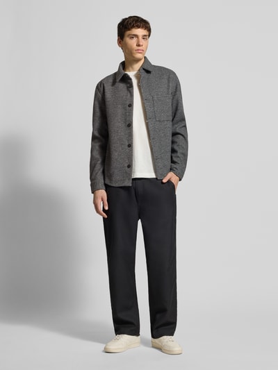 Only & Sons Regular Fit Hemdjacke mit Streifenmuster Modell 'MICAH' Mittelgrau Melange 1