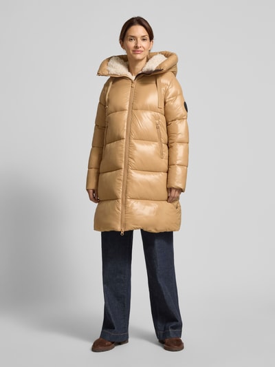 SAVE THE DUCK Płaszcz pikowany z kapturem model ‘BELLA’ Camel 4