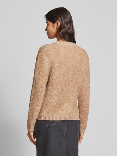 s.Oliver RED LABEL Regular Fit Strickjacke mit Alpaka aus Teddy-Bouclé Beige Melange 5