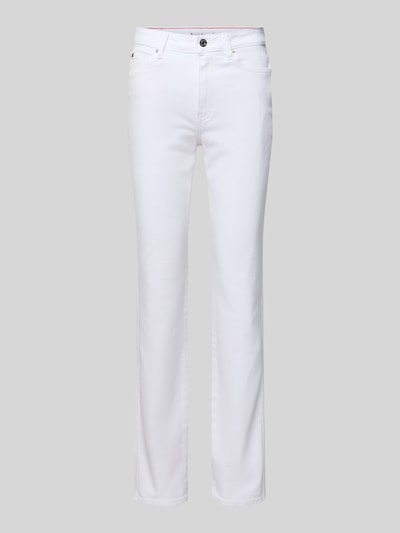 Productfoto, Slim Fit Jeans met Logo Details van Tommy Hilfiger in witte denimlook, mid rise, labelstitching, knoop- en ritssluiting, 5-pocketmodel