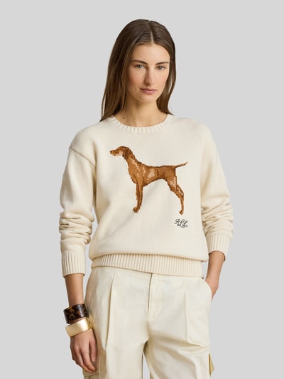 Lauren Ralph Lauren Sweter w kroju regular fit z czystej bawełny Écru 4