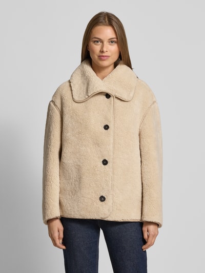 OPUS Kurtka z futerka z listwą guzikową model ‘Hafine’ Beżowy 4