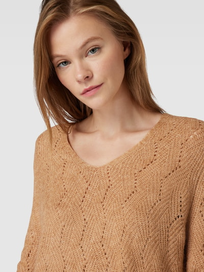 Only Strickpullover mit Wellensaum Modell 'EMILIA' Beige 3