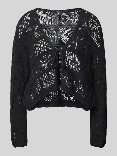 Only Cropped Strickjacke mit Lochstrickmuster Modell 'BEACH LIFE' Black 2