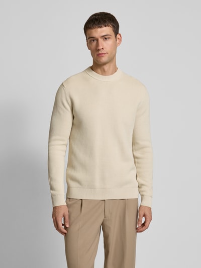 SELECTED HOMME Strickpullover mit gerippten Abschlüssen Modell 'DANE' Offwhite 4