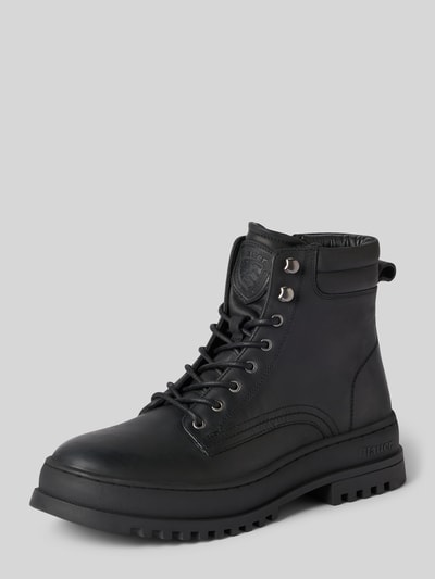 Blauer USA Schnürstiefel mit Label-Detail Modell 'IUKA' Black 1