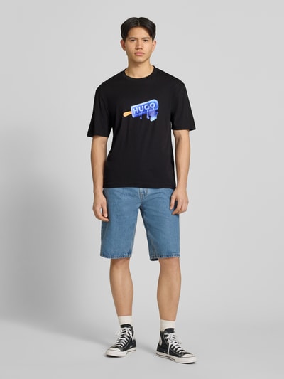HUGO Blue Regular Fit T-Shirt aus reiner Baumwolle Modell 'NOGLASY' Black 1