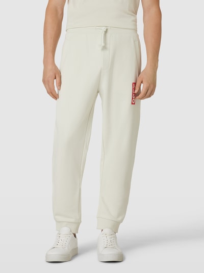 HUGO Sweatbroek met labelprint, model 'Dogur' Offwhite - 4