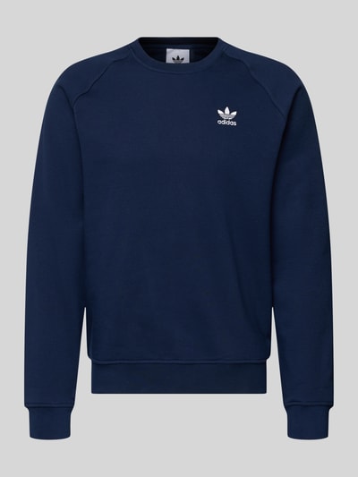Produktfoto, Regular Fit Sweatjacke aus Baumwoll-Mix von adidas Originals in Dunkelblau, unifarben, Crew Neck, Logo-Stitching, Sweatstoff