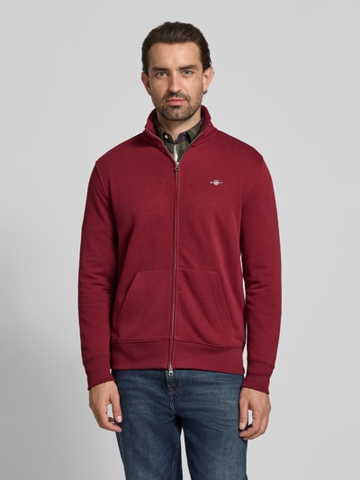Gant Sweatjacke mit Label-Stitching Bordeaux 4