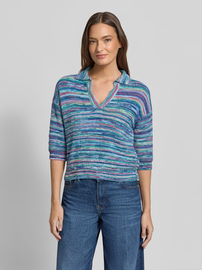 Jake*s Casual Sweter z dzianiny z dekoltem w serek i Rękaw o dł. 3/4 Królewski niebieski 4