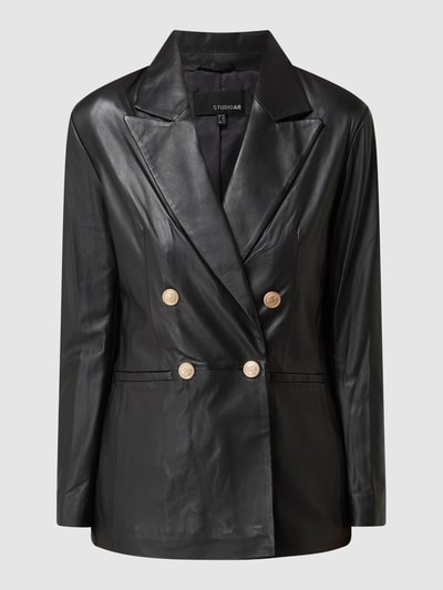 Studio AR Blazer aus Leder Modell 'Renee' Schwarz 2