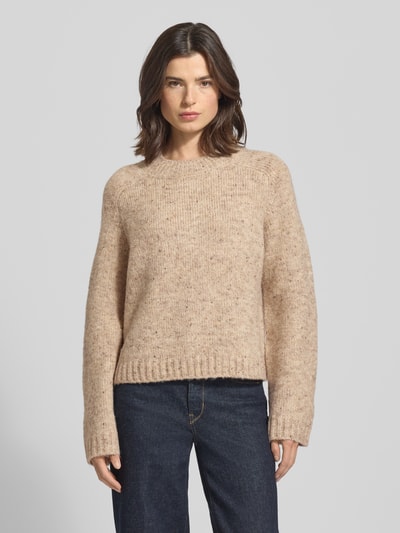 Vero Moda Sweter z dzianiny o kroju regular fit z dodatkiem wełny model ‘INGRID’ Piaskowy melanż 4