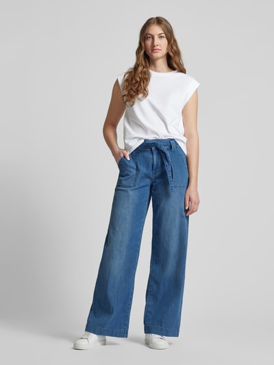 MAC Straight leg jeans met strikceintuur, model 'Sienna' Blauw - 1