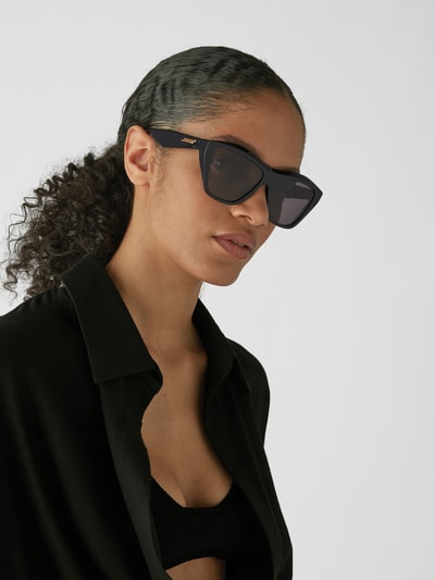 Bottega Veneta Unisex Sonnenbrille im Cat-Eye-Stil Schwarz 1