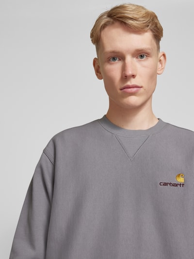 Carhartt Work In Progress Sweatshirt mit gerippten Abschlüssen Modell 'AMERICAN' Graphit 3