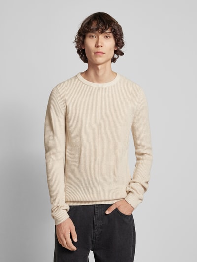 Jack & Jones Strickpullover mit Rundhalsausschnitt Modell 'LEWIS' Beige 4