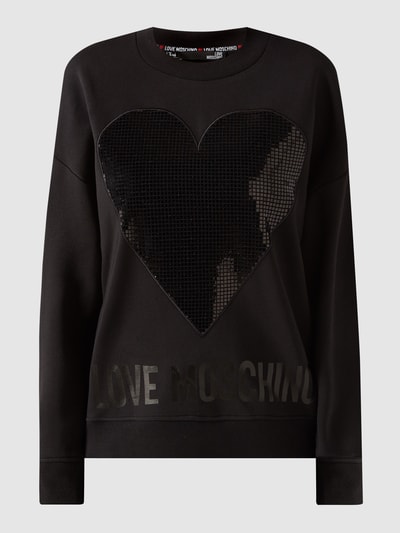 Love Moschino Sweatshirt met hartjesapplicatie Zwart - 2