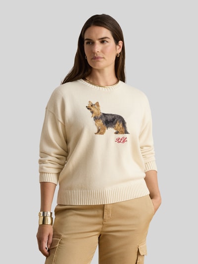 Lauren Ralph Lauren Pullover mit Hundemotiv-Intarsie aus reiner Baumwolle Ecru 6