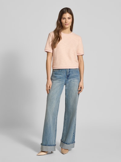 Jake*s Collection T-Shirt in Frotte-Optik mit Rundhalsausschnitt Fuchsia 1