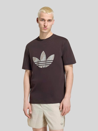 adidas Originals męski t-shirt o kroju regular fit z czystej bawełny Ciemnobrązowy 4