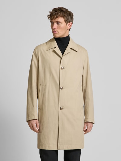 BOSS Lange jas met strookzakken, model 'Clark' Beige - 4