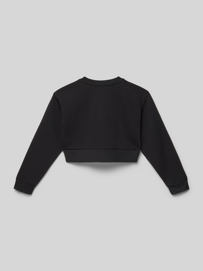 Produktfoto, Sweatshirt mit Rundhalsausschnitt und Logo-Stitching von adidas Originals, kinder, Baumwoll-Mix, Boxy-Fit, schwarz.