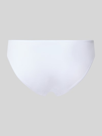 Produktfoto, weißer Slip aus Baumwoll-Mix Modell 'Rio' von SKINY, elastischer Bund, körpernahe Passform, Label-Detail, Rückansicht.