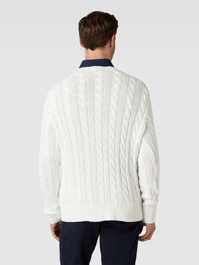 Polo Ralph Lauren Sweter z dzianiny ze ściegiem warkoczowym i naszywką z logo Biały 5