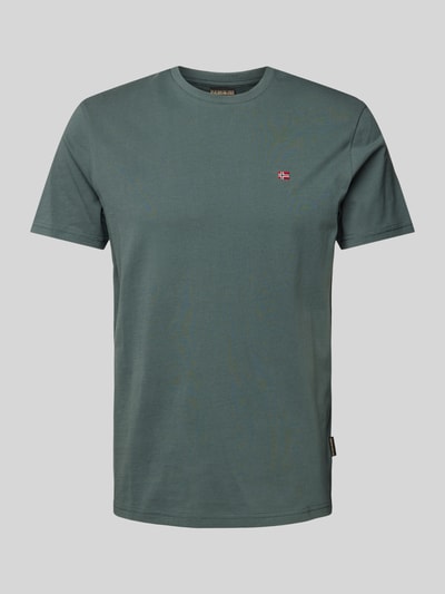 Napapijri T-Shirt mit Logo-Stitching Modell 'SALIS' Khaki 2