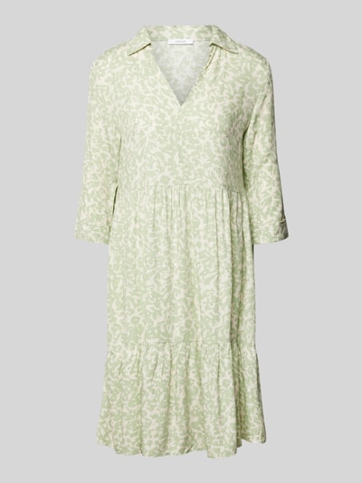 OPUS Knielange jurk in laagjeslook, model 'Walari' Lichtgroen gemêleerd - 2