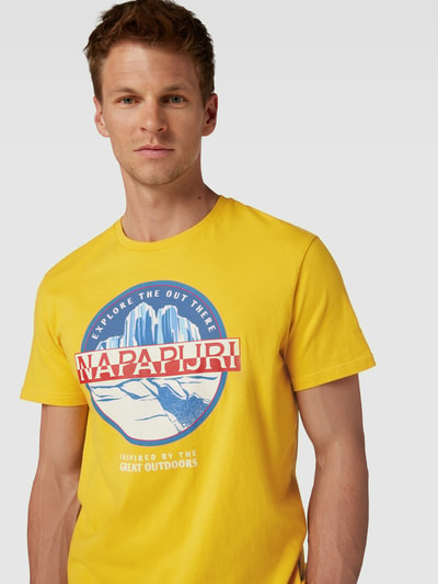 Bepalen solo Machu Picchu Napapijri T-shirt van katoen met labeldetail, model 'FORSTERI' in geel  online kopen | P&C