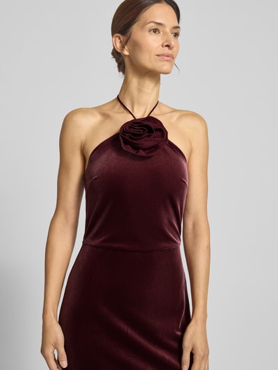 YAS Cocktailkleid mit floraler Applikation Modell 'ROSETTA STRAP' Bordeaux 3