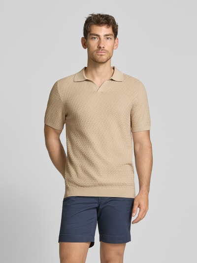 JAKE*S STUDIO MEN Koszulka polo o kroju regular fit z fakturowanym wzorem Szarobrązowy 4