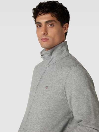 Gant Regular Fit Sweatjacke mit Label-Stitching Silber Melange 3