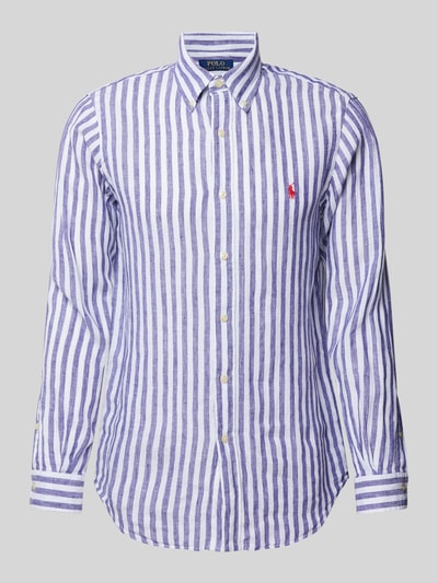 Polo Ralph Lauren Custom Fit Leinenhemd mit Streifenmuster Blau 2