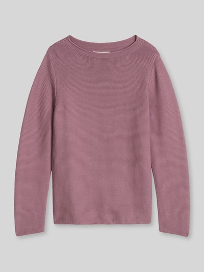 Produktfoto, Regular Fit Pullover aus reiner Baumwolle von MARC O'POLO in effen kleur, gebreide look, met lange mouwen, boothals, zij-ingestoken steekzakken, boord met tunnelkoord, pijpboord geribd, materiaal: puur katoen