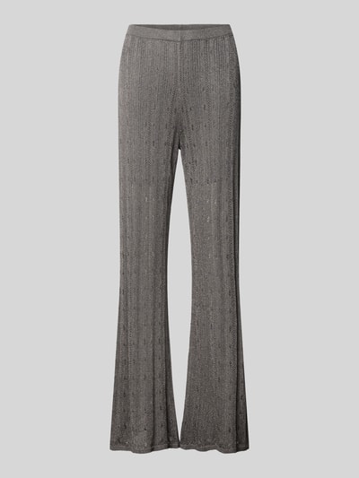 Produktfoto, Relaxed Fit Strickhose mit Viskose-Anteil von Jake*s Collection, grauer Material-Mix, semitransparente Optik, integrierte Shorts, elastischer Bund, Bundweite 39 cm, Innenbeinlänge 79 cm