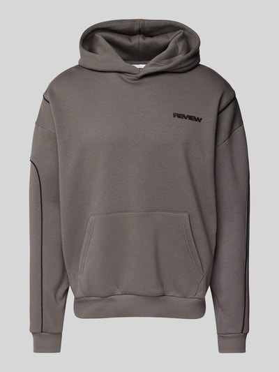 REVIEW Hoodie mit Label-Print Dunkelgrau 2